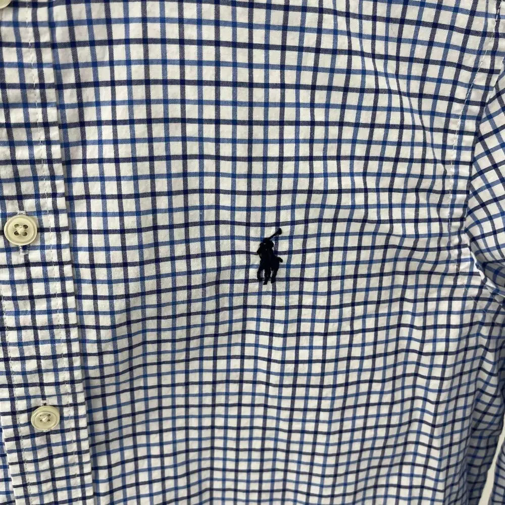 Polo Ralph Lauren Boy's Size Large L (14/16) Blue Gingham Button Down Shirt